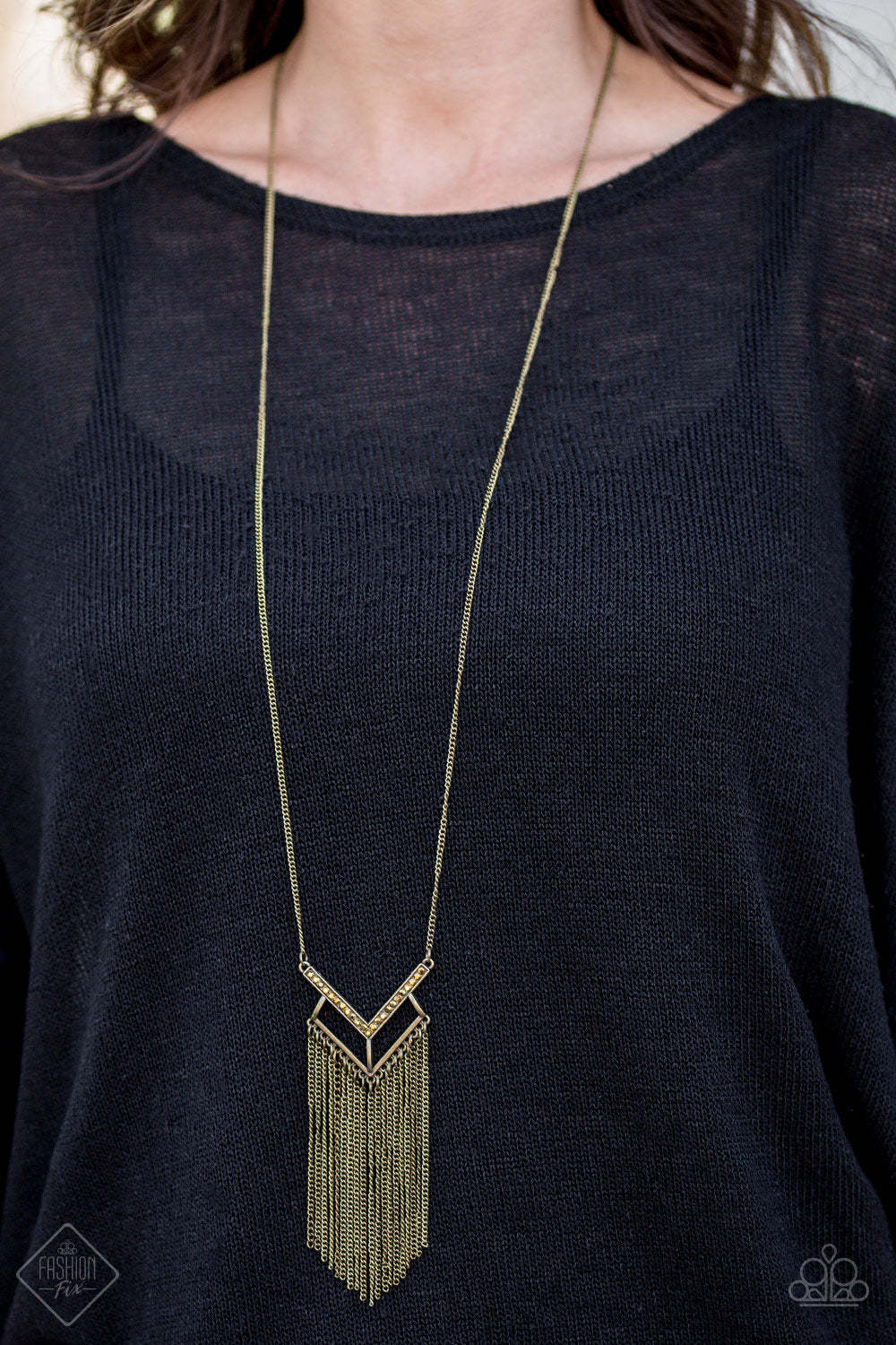 Alpha Glam - brass - Paparazzi necklace