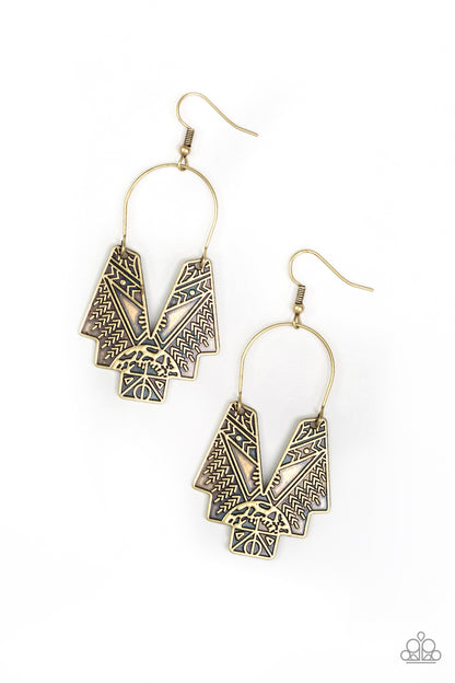 Alternative Artifacts - brass - Paparazzi earrings