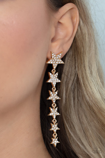 Americana Attitude - gold - Paparazzi earrings