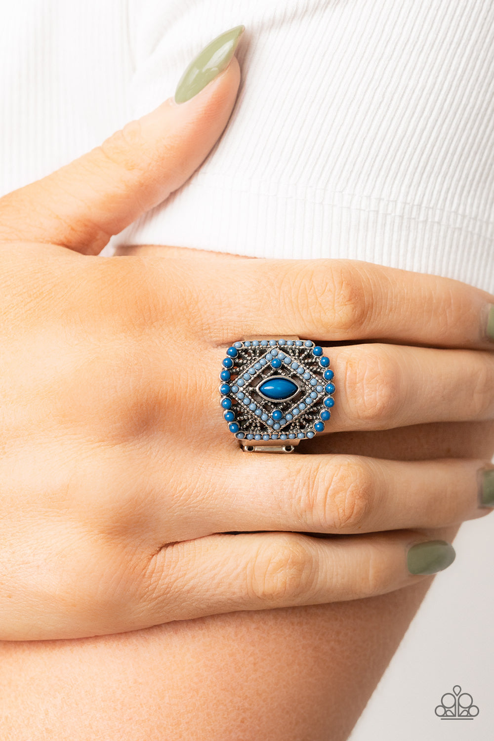 Amplified Aztec - blue - Paparazzi ring