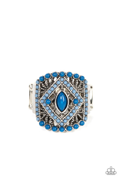 Amplified Aztec - blue - Paparazzi ring