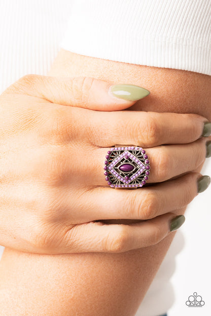 Amplified Aztec - purple - Paparazzi ring