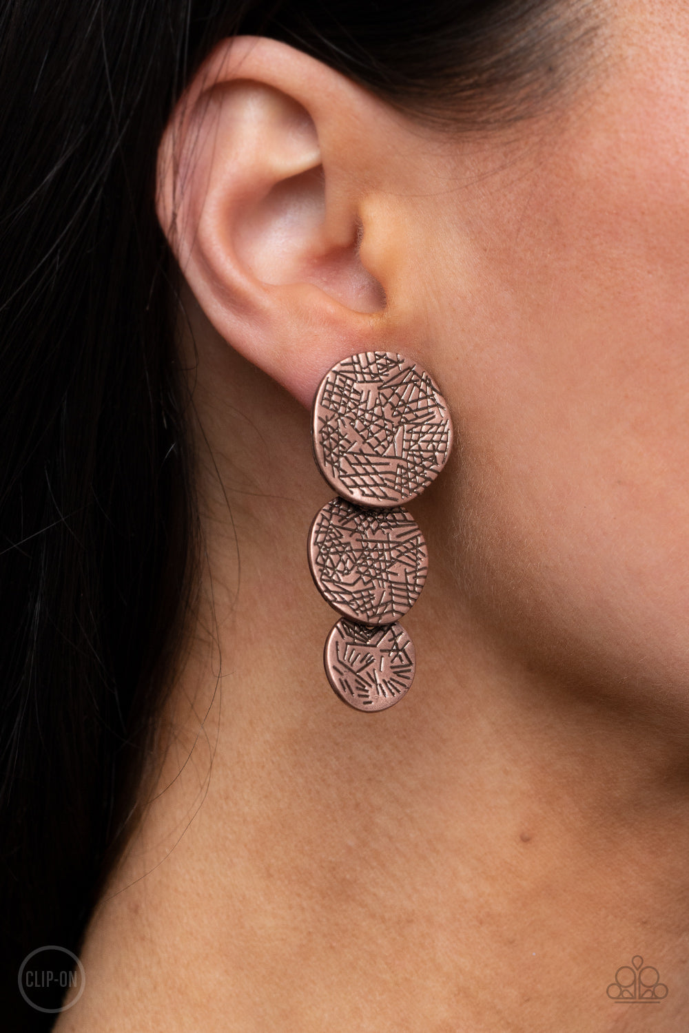 Ancient Antiquity - copper - Paparazzi CLIP ON earrings