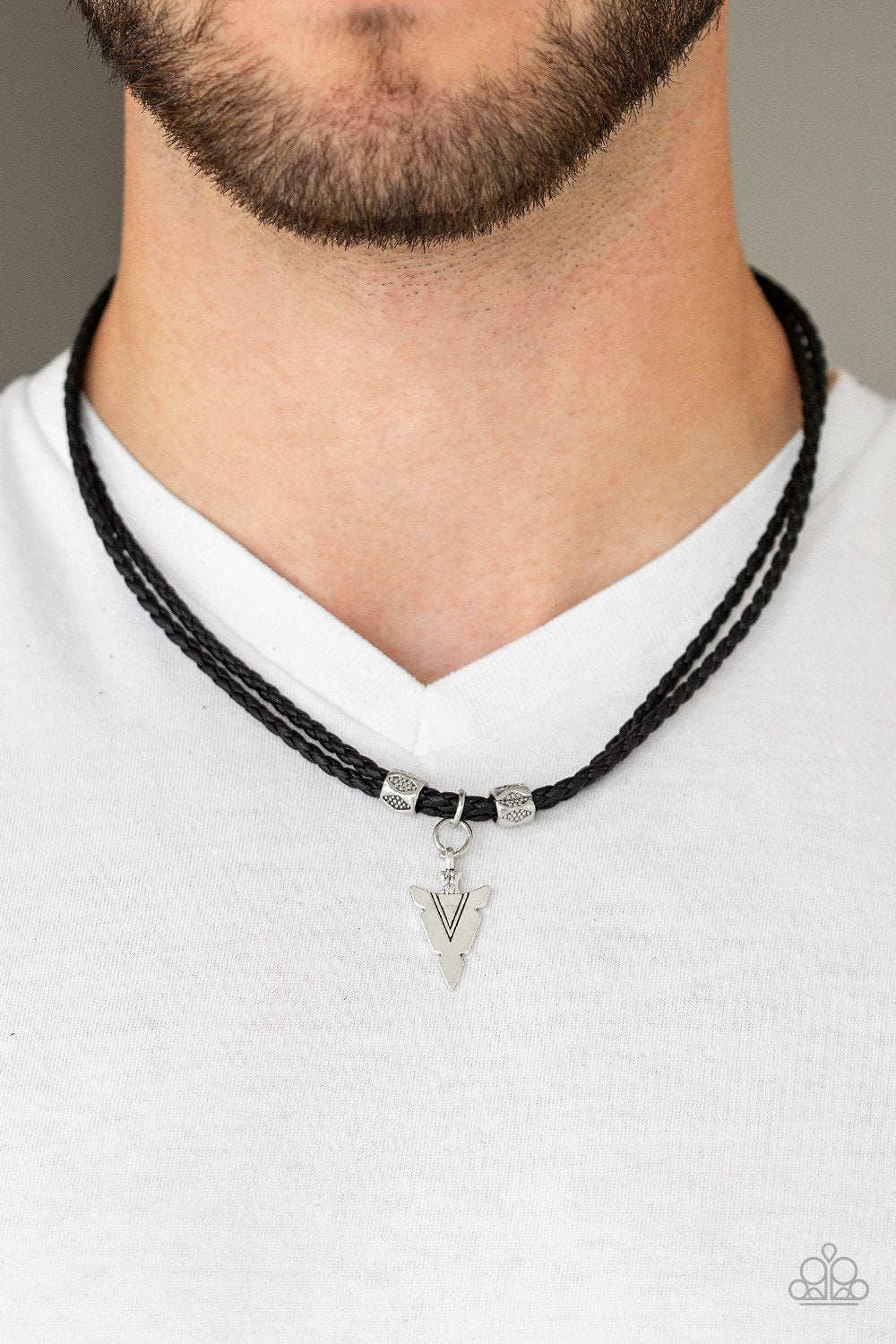 Arrow Edge-black-Paparazzi mens necklace