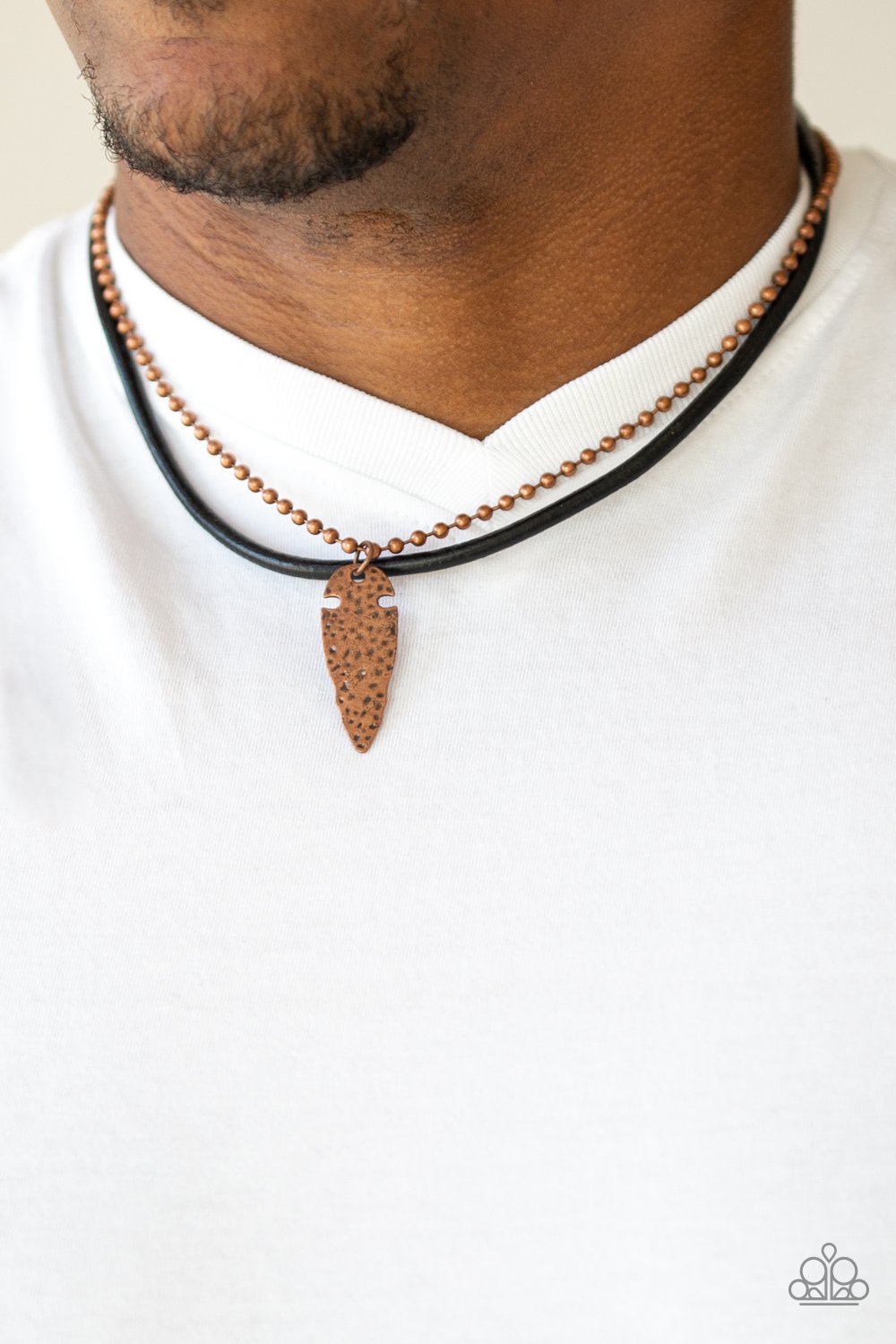 Arrowhead Anvil-copper-Paparazzi mens necklace