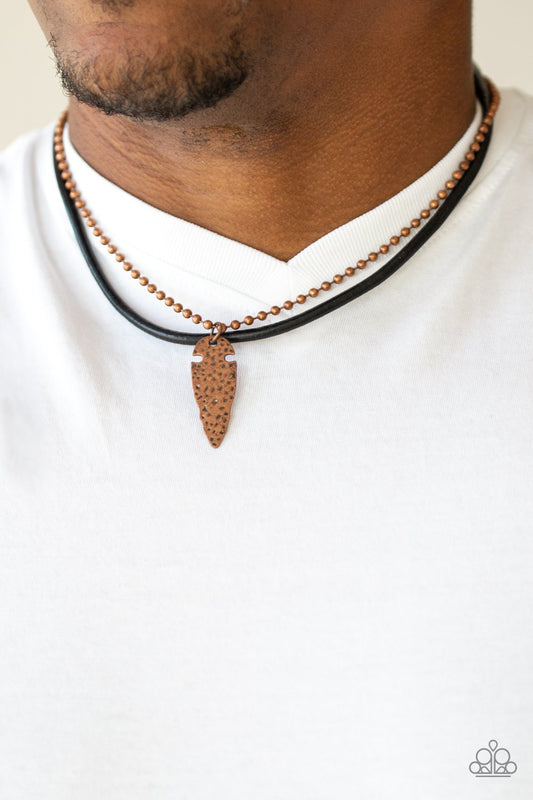 Arrowhead Anvil-copper-Paparazzi mens necklace