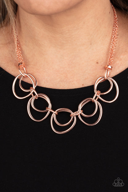 Asymmetrical Adornment - copper - Paparazzi necklace