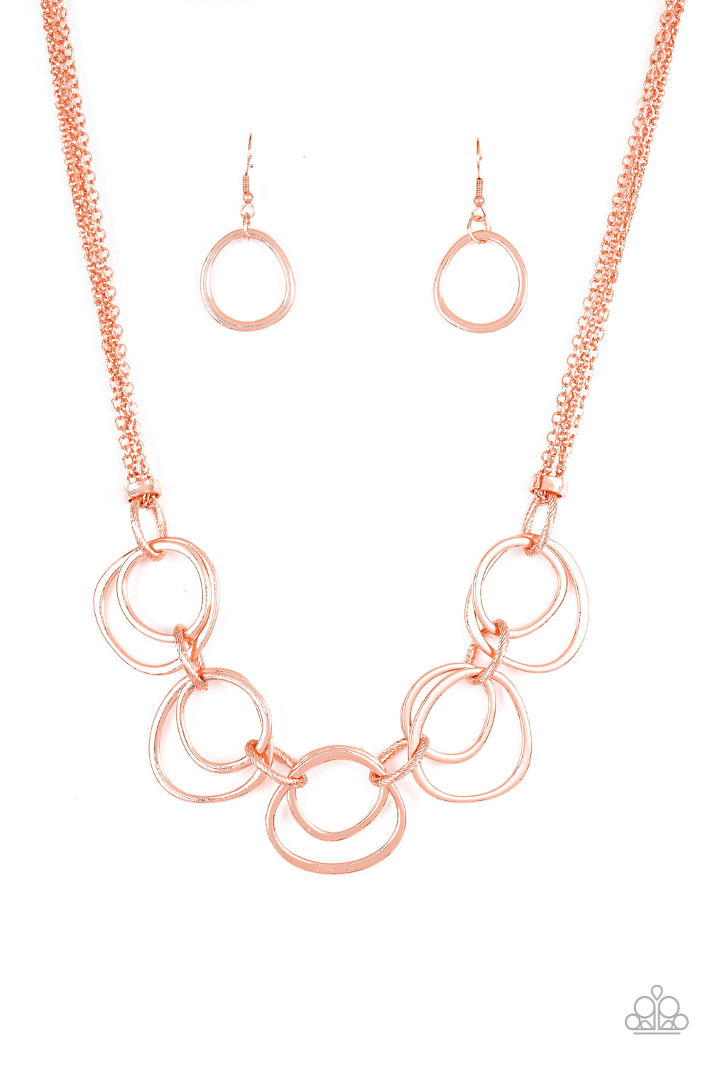 Asymmetrical Adornment - copper - Paparazzi necklace