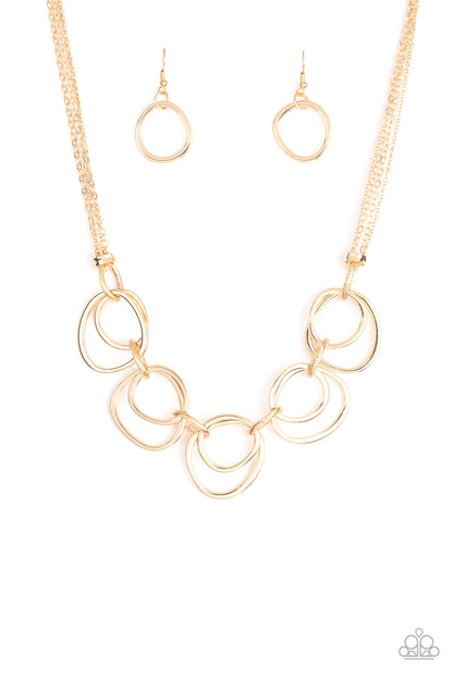 Asymmetrical Adornment - gold - Paparazzi necklace