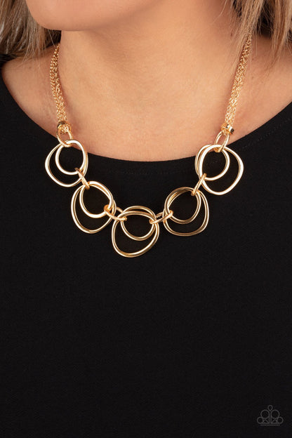 Asymmetrical Adornment-gold-Paparazzi necklace