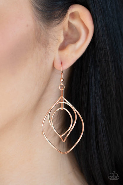 Asymmetrical Allure-copper-Paparazzi earrings