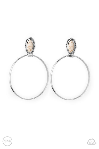 At Long LASSO - white - Paparazzi CLIP ON earrings