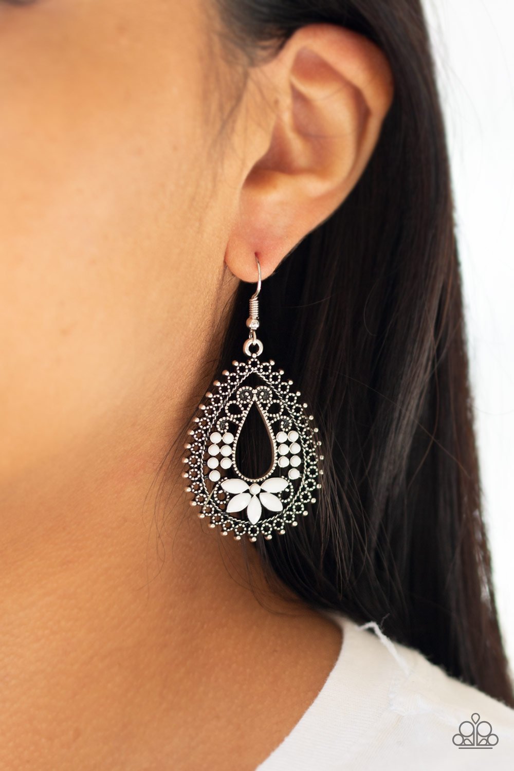 Atta Gala-white-Paparazzi earrings