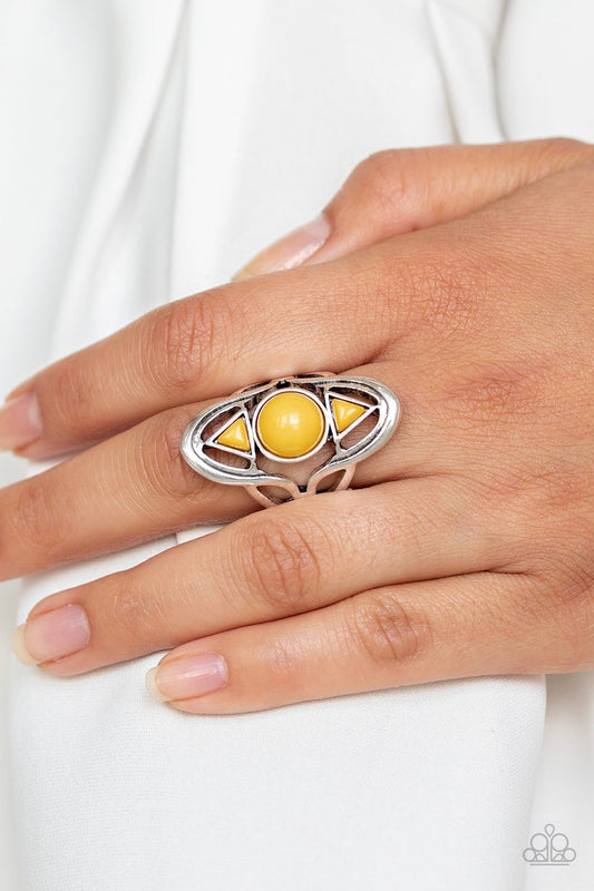 Aztec Adobe-yellow-Paparazzi ring