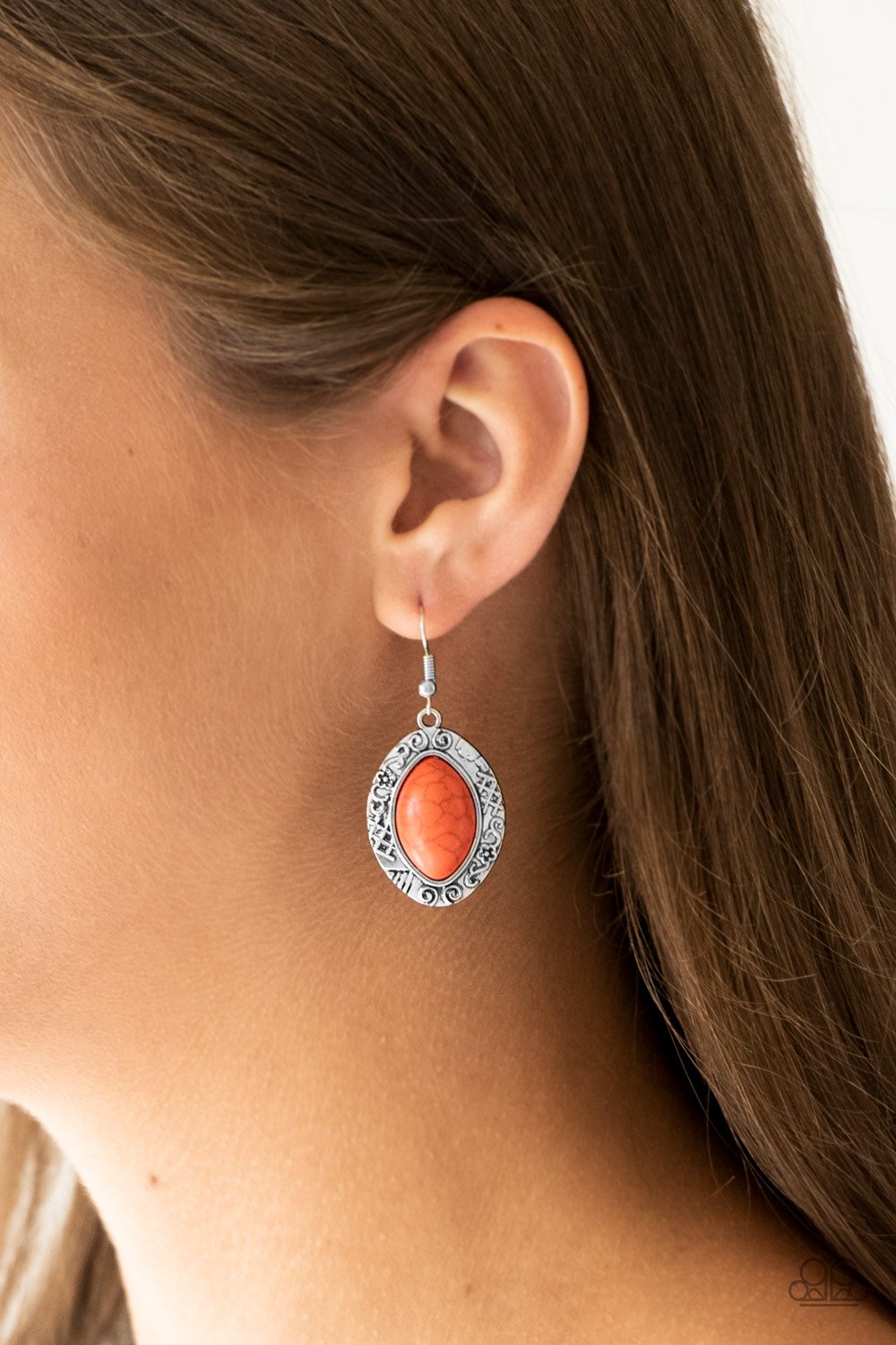 Aztec Horizons-orange-Paparazzi earrings