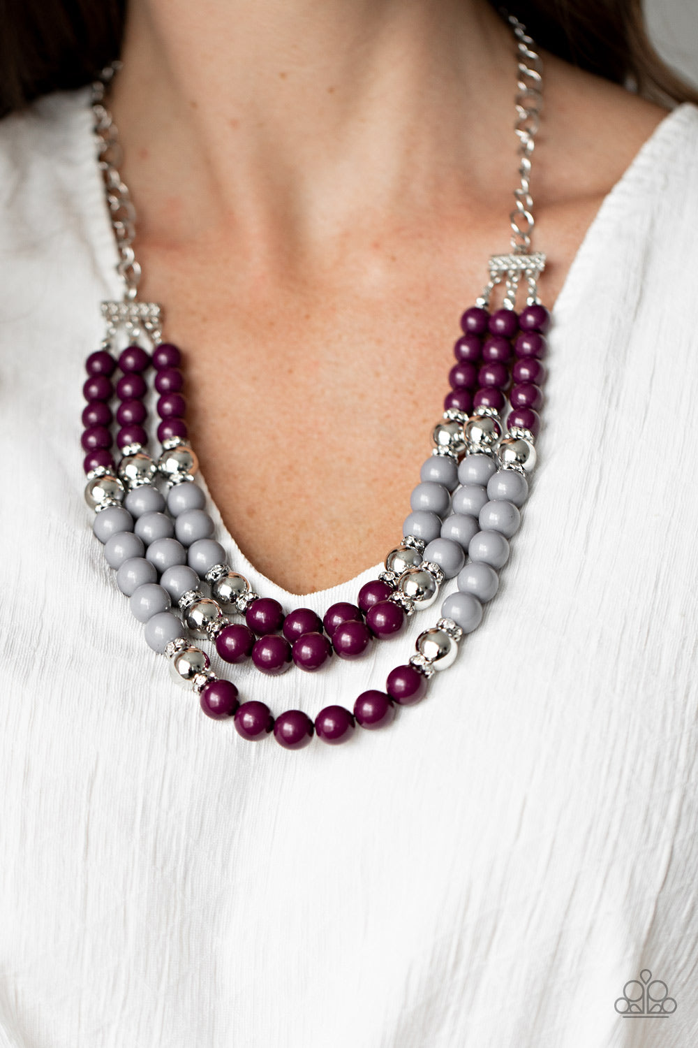 Purple bead necklace deals paparazzi