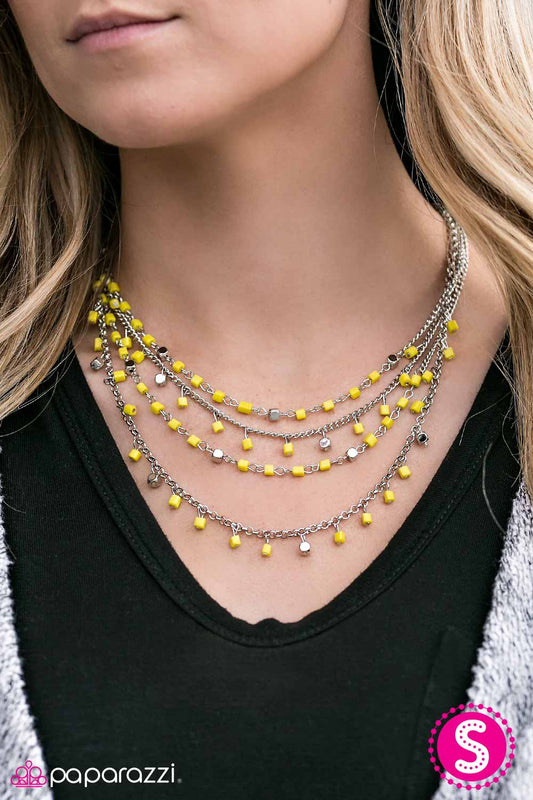 BLOCK Star - Yellow - Paparazzi necklace