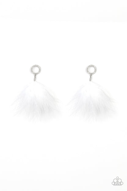 BOA Down - white - Paparazzi earrings