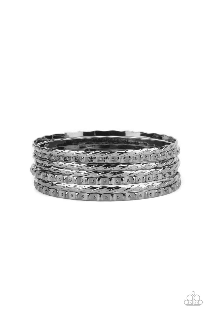 Back-To-Back Stacks - black - Paparazzi bracelet – JewelryBlingThing