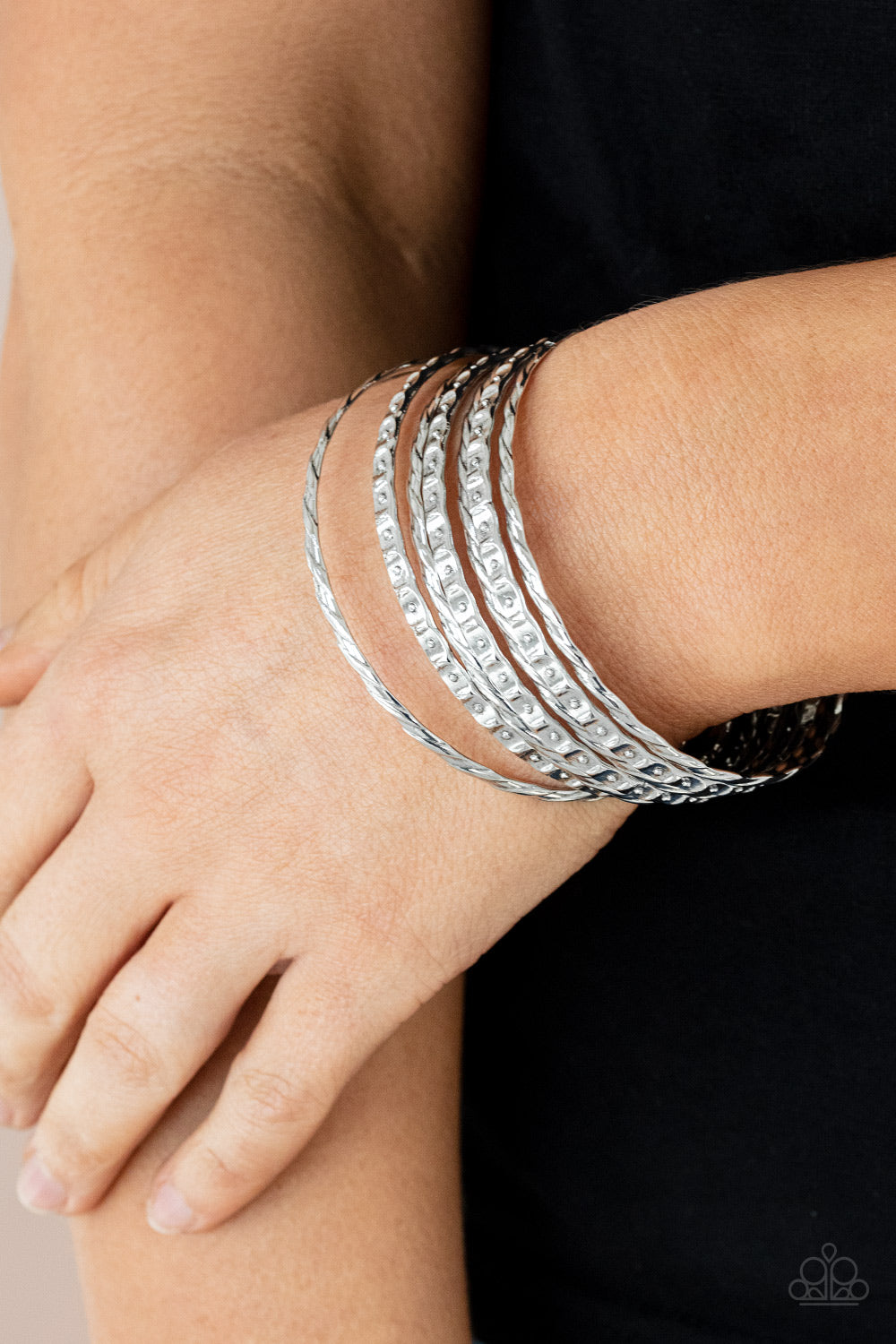 Back-To-Back Stacks - silver - Paparazzi bracelet