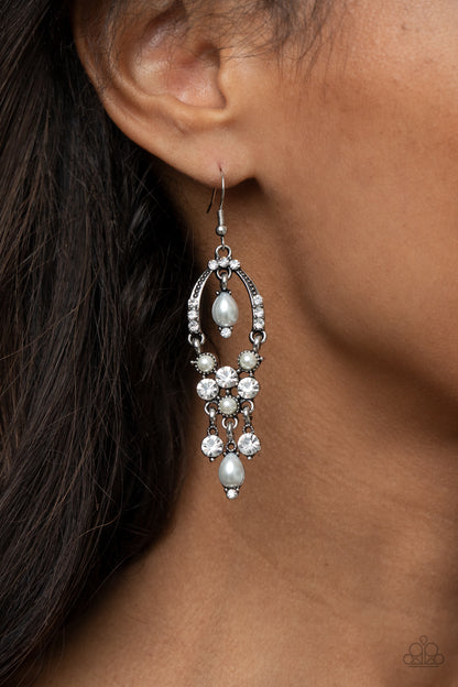 Back In The Spotlight - white - Paparazzi earrings