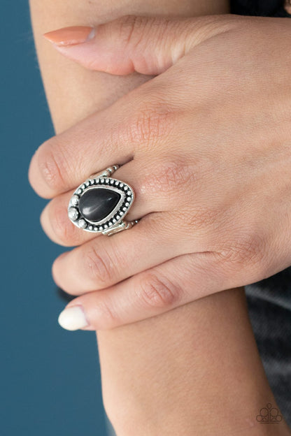 Backroad Bauble-black-Paparazzi ring