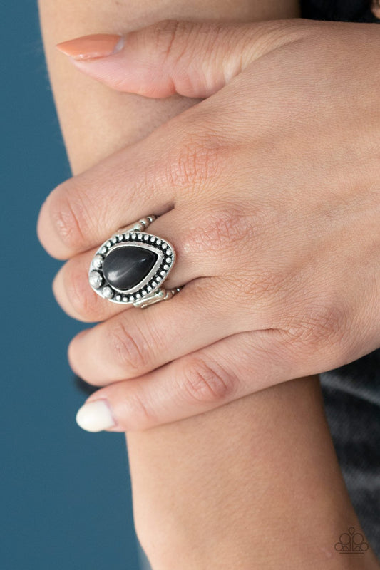 Backroad Bauble-black-Paparazzi ring