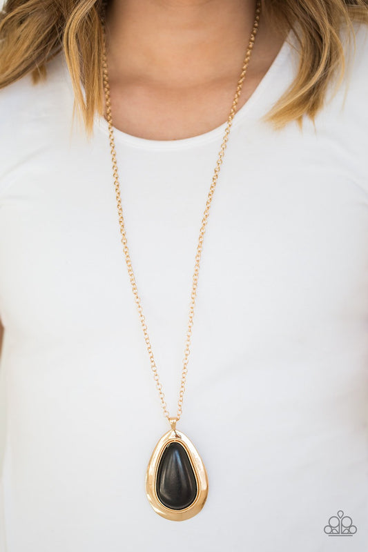 Badland to the Bone - gold - Paparazzi necklace