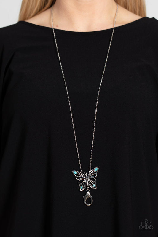 Badlands Butterfly - blue - Paparazzi LANYARD necklace