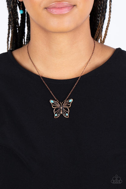 Badlands Butterfly - copper - Paparazzi necklace