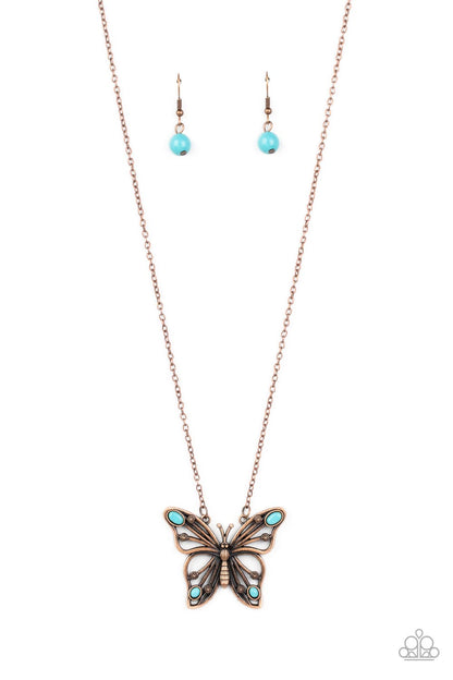 Badlands Butterfly - copper - Paparazzi necklace