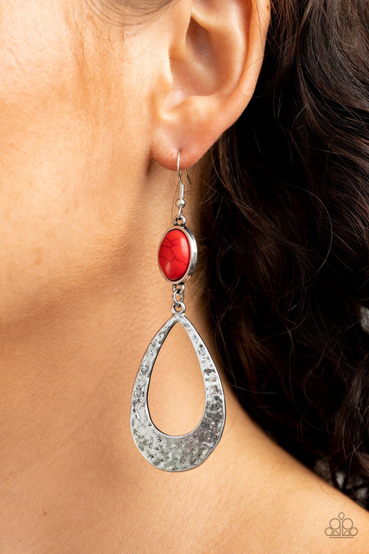 Badlands Baby-red-Paparazzi earrings
