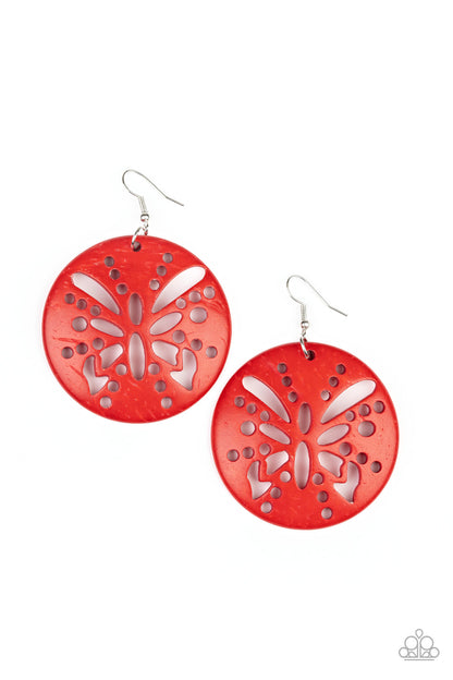 Bali Butterfly - red - Paparazzi earrings