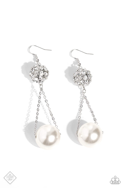 Ballerina Balance - white - Paparazzi earrings