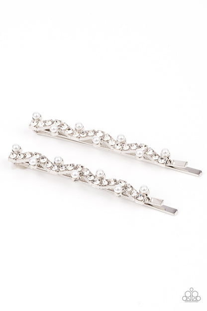 Ballroom Banquet - white - Paparazzi hair clip