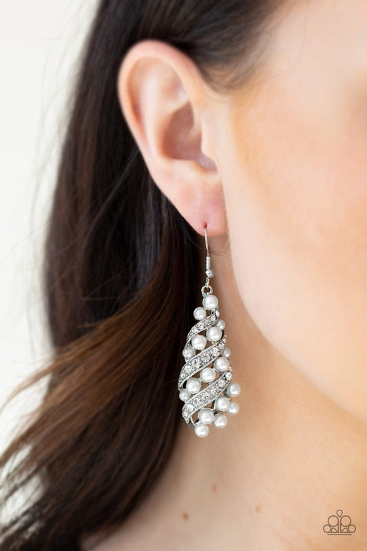 Ballroom Waltz - white - Paparazzi earrings