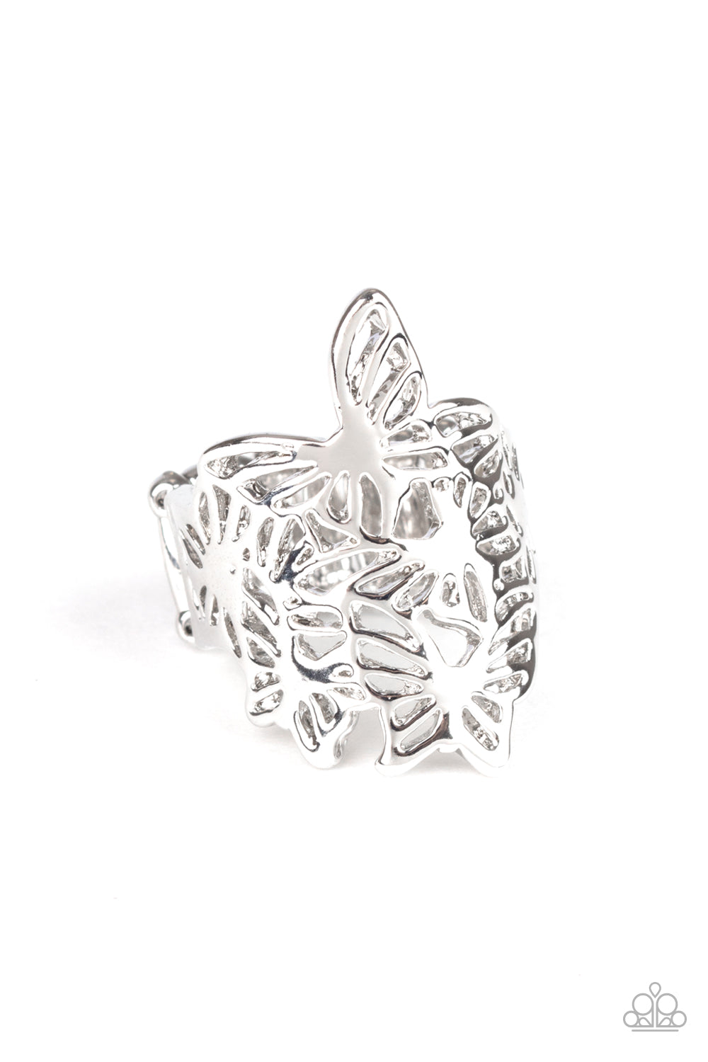 Banded Butterflies - silver - Paparazzi ring