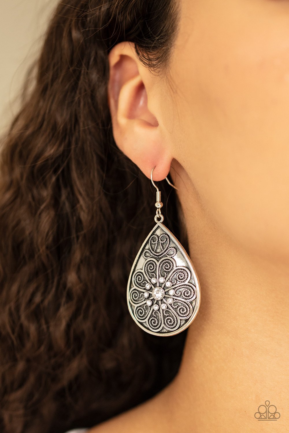 Banquet Bling-white-Paparazzi earrings