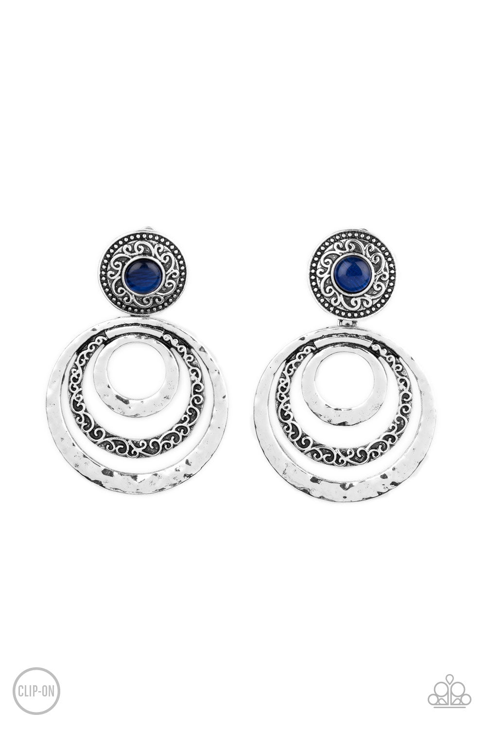 Bare Your Soul - blue - Paparazzi CLIP ON earrings