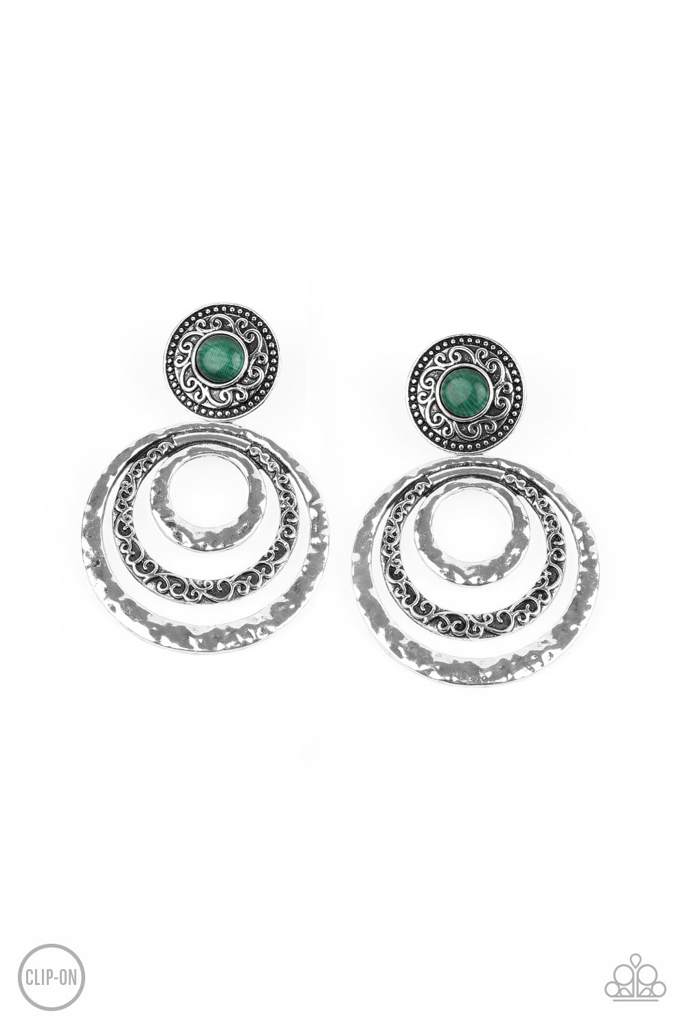 Bare Your Soul - green - Paparazzi CLIP ON earrings