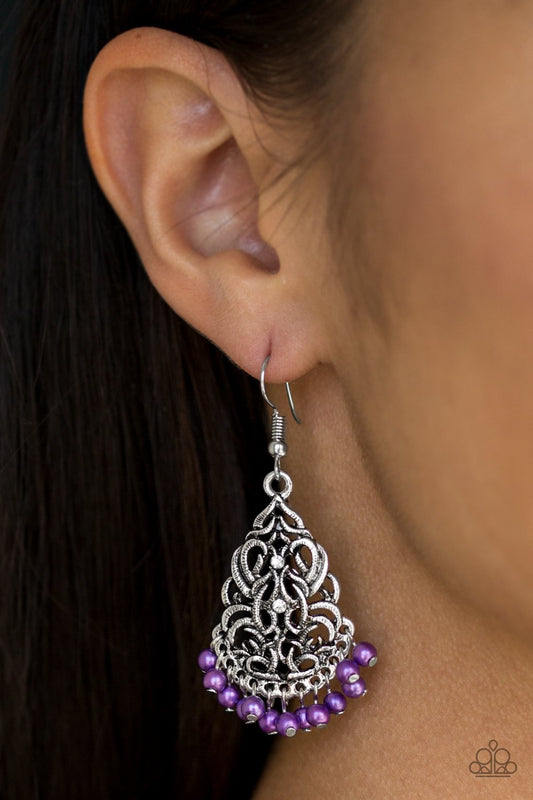 Baroque the Bank - purple - Paparazzi earrings
