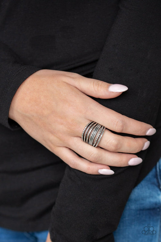 Basic Maverick-silver-Paparazzi ring
