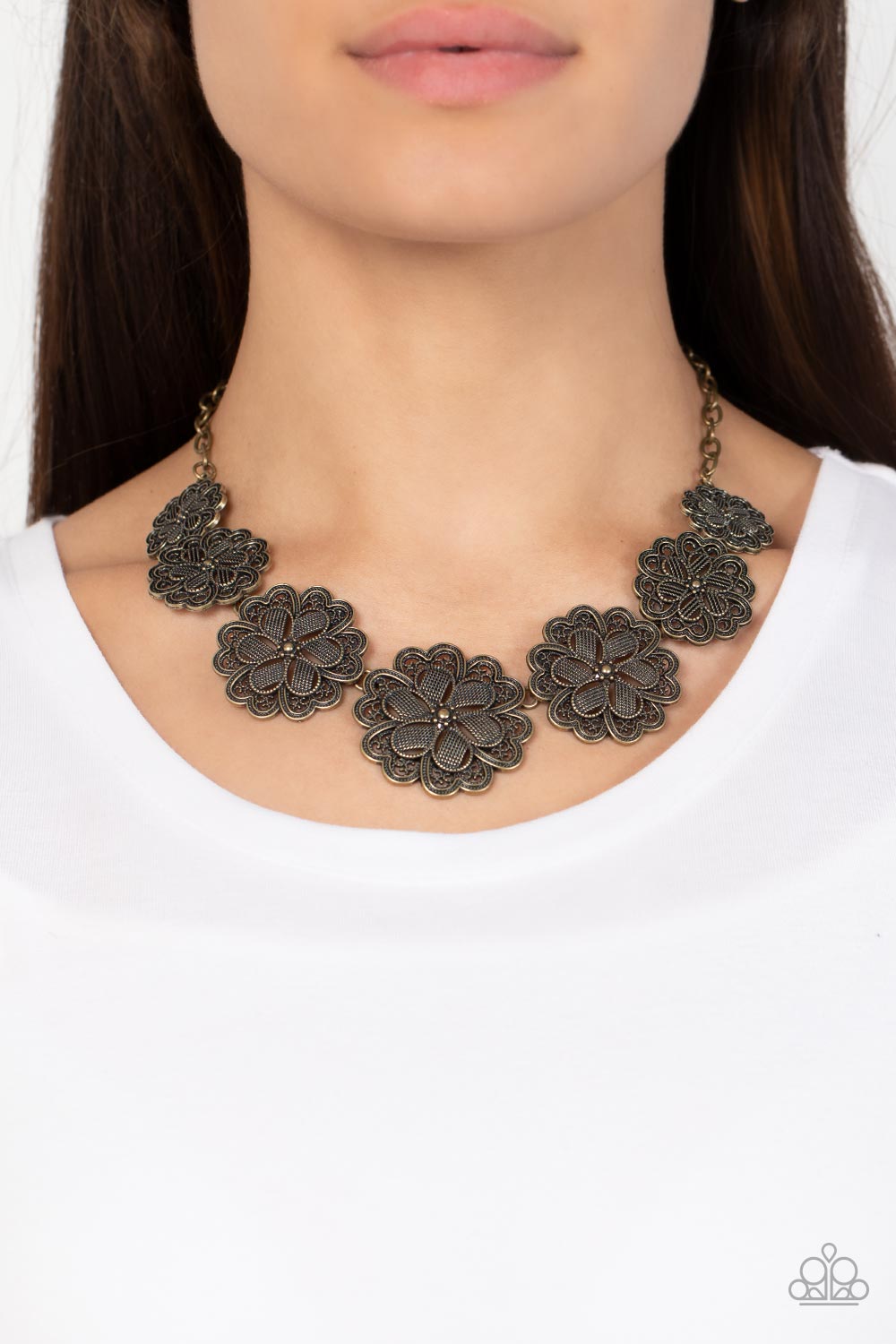 Basketful of Blossoms - brass - Paparazzi necklace