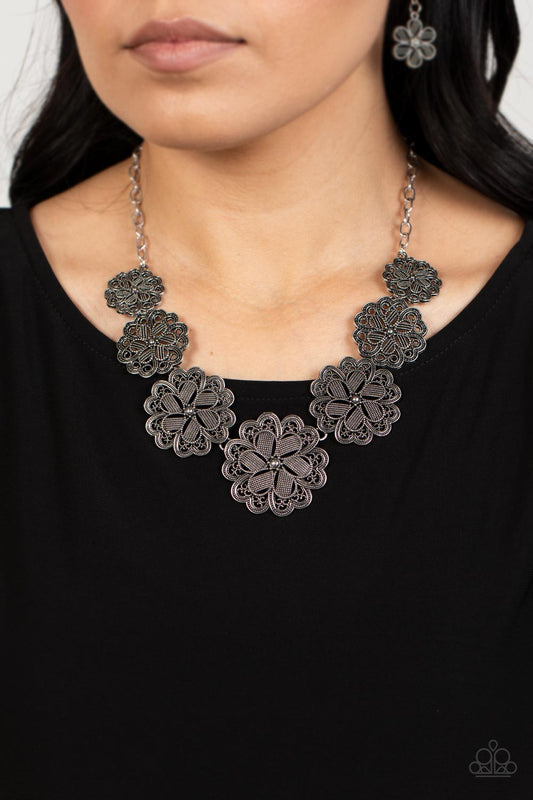 Basketful of Blossoms - silver - Paparazzi necklace