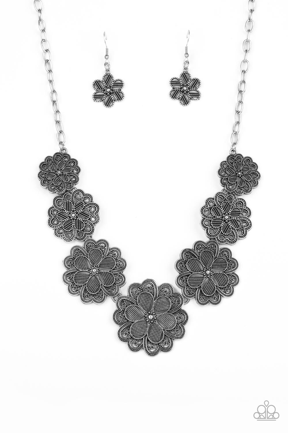 Basketful of Blossoms - silver - Paparazzi necklace