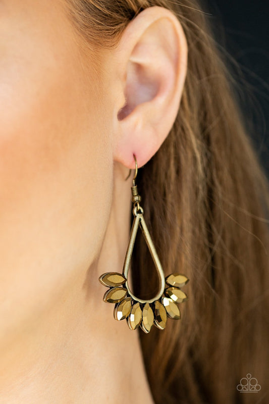 Be On Guard-brass-Paparazzi earrings