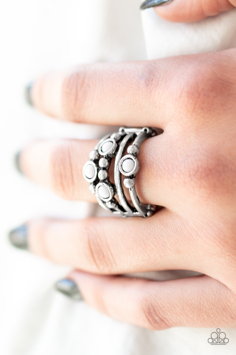 Beach House Party - white - Paparazzi ring