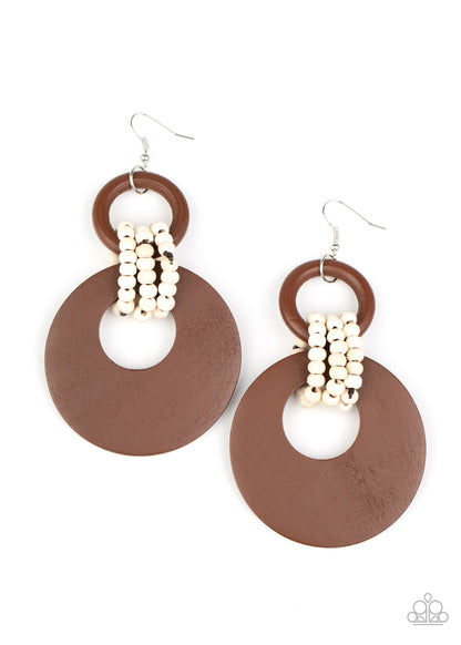 Beach Day Drama - brown - Paparazzi earrings