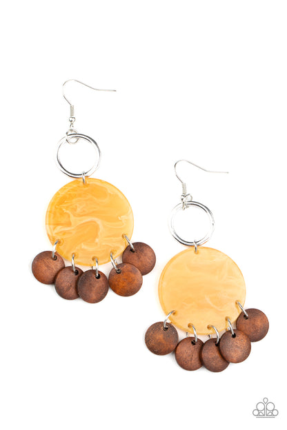 Beach Waves - yellow - Paparazzi earrings