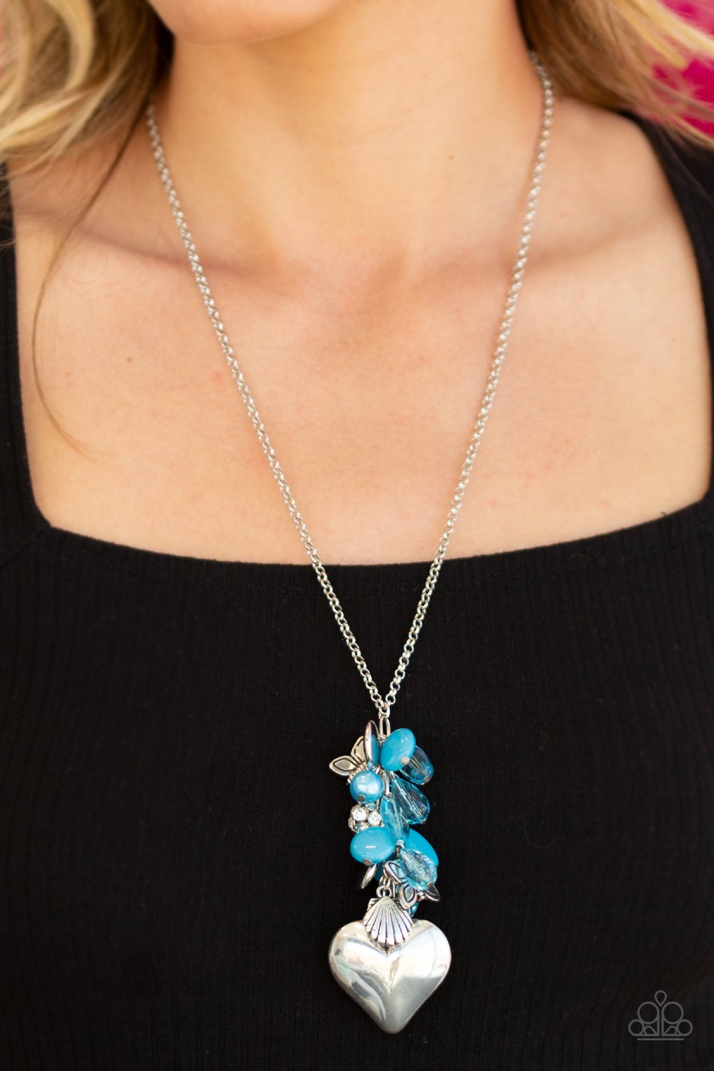 Beach Buzz-blue-Paparazzi necklace